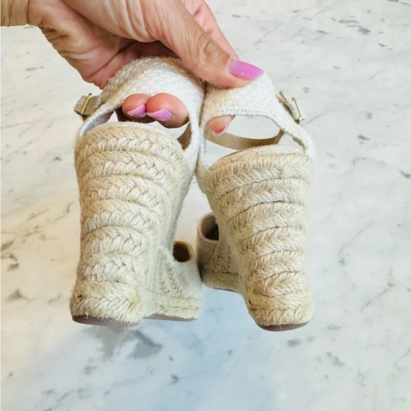 Preowned Women’s J. Crew Cream/Tan Espadrille Shoes with Ankle Strap Size 6 - Picture 3 of 5